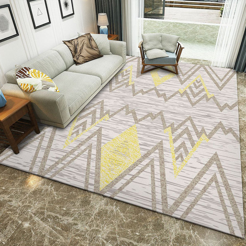 Multicolor Home Decoration Rug Scandinavian Geometric Carpet Polyester Washable Anti-Slip Backing Stain Resistant Rug