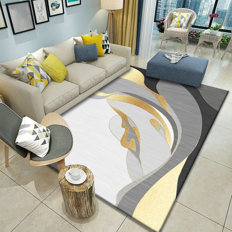 Multicolor Home Decoration Rug Scandinavian Geometric Carpet Polyester Washable Anti-Slip Backing Stain Resistant Rug