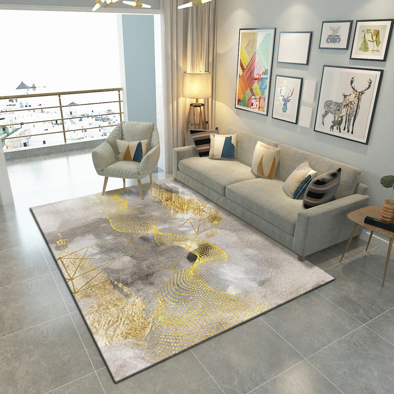 Multicolor Home Decoration Rug Scandinavian Geometric Carpet Polyester Washable Anti-Slip Backing Stain Resistant Rug