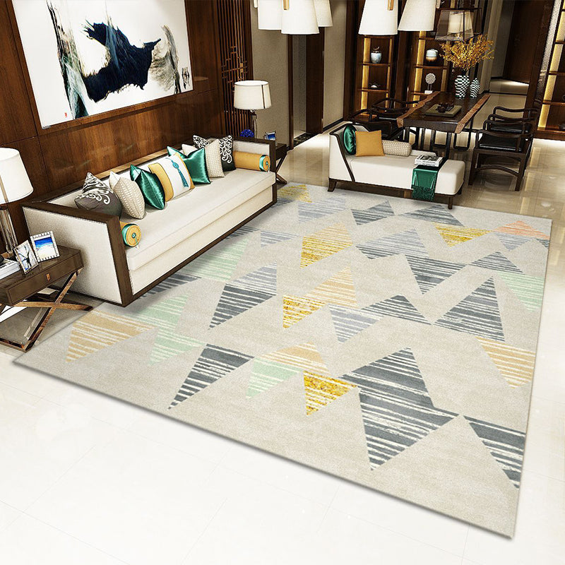 Multicolor Home Decoration Rug Scandinavian Geometric Carpet Polyester Washable Anti-Slip Backing Stain Resistant Rug