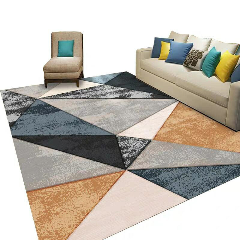 Fashion Multi Color Geometric Rug Synthetics Nordic Area Carpet Pet Friendly Non-Slip Backing Machine Washable Rug for Lounge