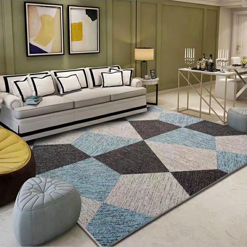 Fashion Multi Color Geometric Rug Synthetics Nordic Area Carpet Pet Friendly Non-Slip Backing Machine Washable Rug for Lounge