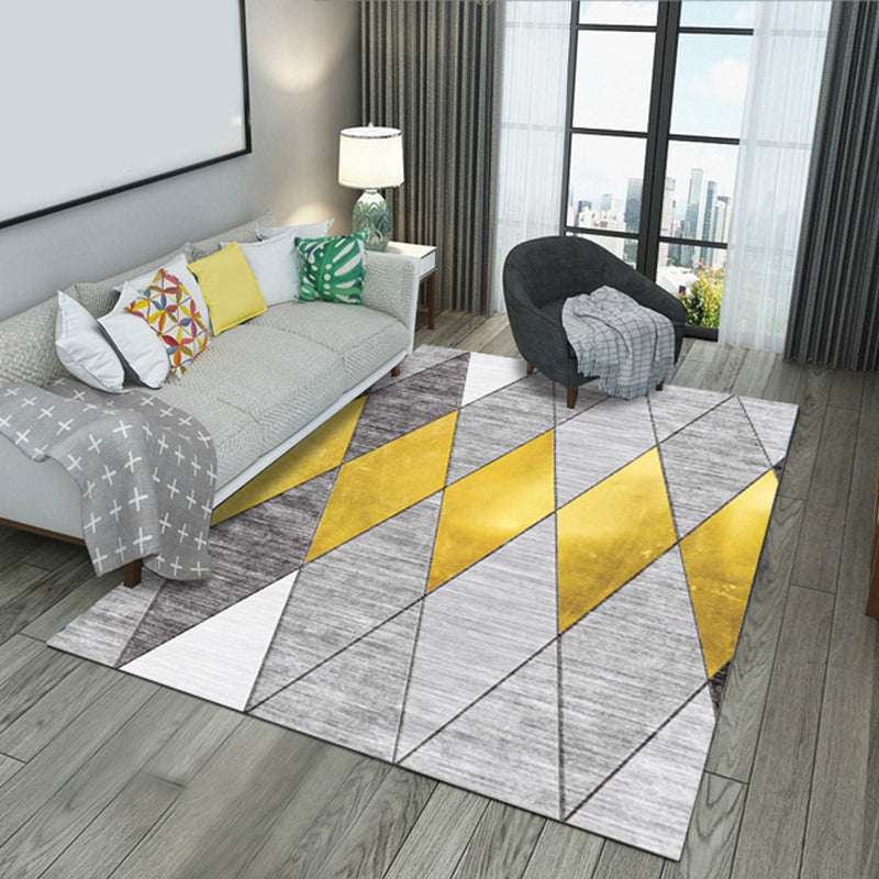 Fashion Multi Color Geometric Rug Synthetics Nordic Area Carpet Pet Friendly Non-Slip Backing Machine Washable Rug for Lounge