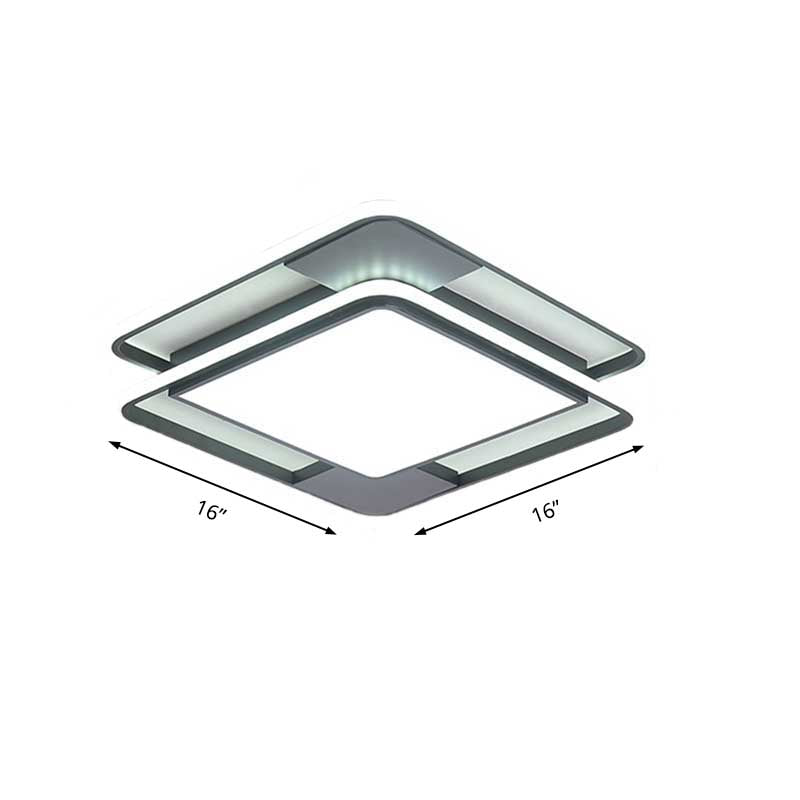 Rhombus/Rechteckig Acryl LED Flushmount Lighting Modern 16 "/19.5" /35.5 " Breites Schwarz-Weiß Flush Mount Halterung für Schlafzimmer