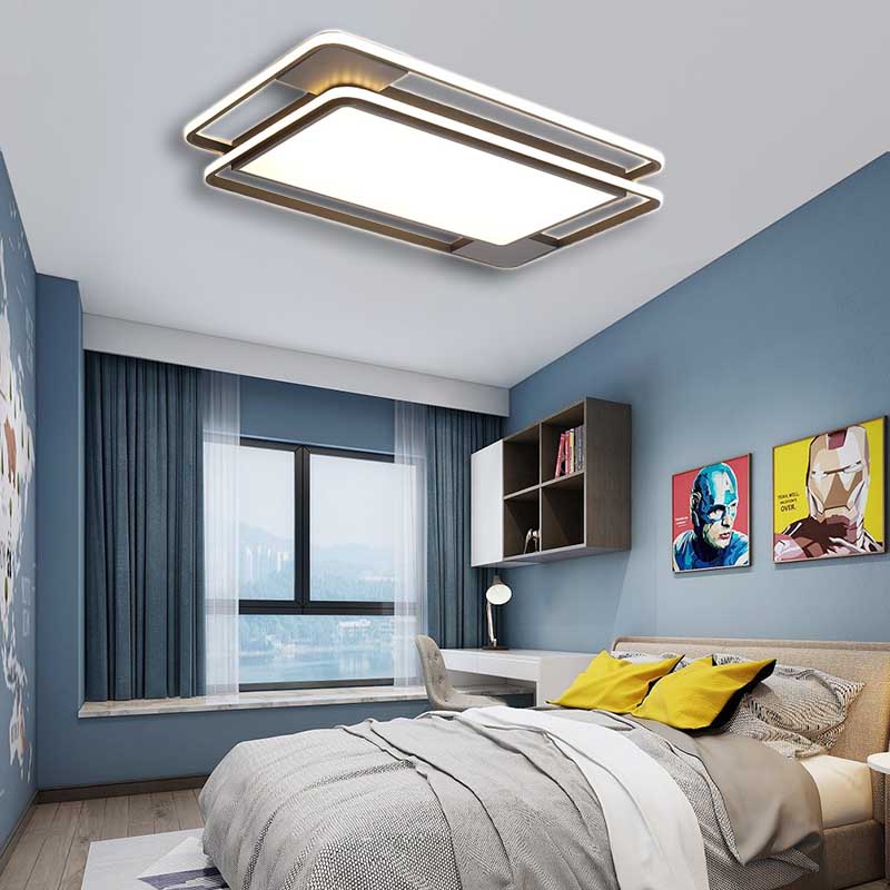 Rhombus/Rechteckig Acryl LED Flushmount Lighting Modern 16 "/19.5" /35.5 " Breites Schwarz-Weiß Flush Mount Halterung für Schlafzimmer