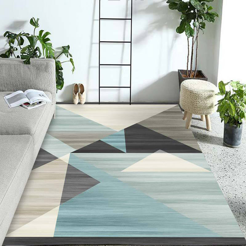 Trendiger, mehrfarbiger, minimalistischer Teppich, synthetischer, geometrischer Farbblock-Teppich, schmutzabweisender, waschbarer, rutschfester Teppich zur Dekoration