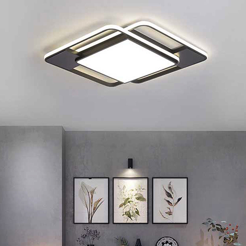 Rhombus/Rechteckig Acryl LED Flushmount Lighting Modern 16 "/19.5" /35.5 " Breites Schwarz-Weiß Flush Mount Halterung für Schlafzimmer