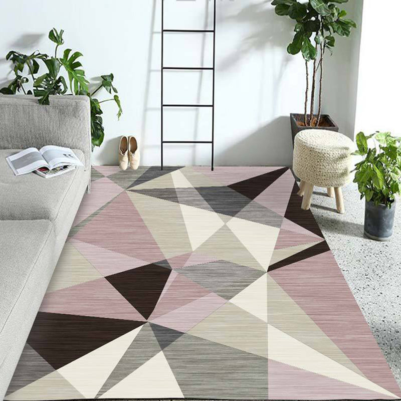 Trendiger, mehrfarbiger, minimalistischer Teppich, synthetischer, geometrischer Farbblock-Teppich, schmutzabweisender, waschbarer, rutschfester Teppich zur Dekoration