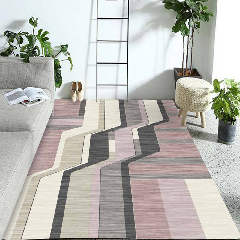 Trendiger, mehrfarbiger, minimalistischer Teppich, synthetischer, geometrischer Farbblock-Teppich, schmutzabweisender, waschbarer, rutschfester Teppich zur Dekoration