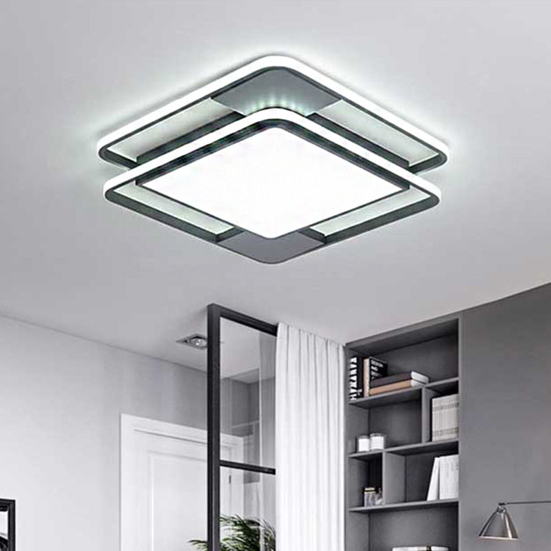 Rhombus/Rechteckig Acryl LED Flushmount Lighting Modern 16 "/19.5" /35.5 " Breites Schwarz-Weiß Flush Mount Halterung für Schlafzimmer