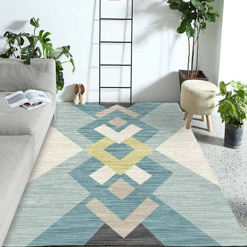 Trendiger, mehrfarbiger, minimalistischer Teppich, synthetischer, geometrischer Farbblock-Teppich, schmutzabweisender, waschbarer, rutschfester Teppich zur Dekoration