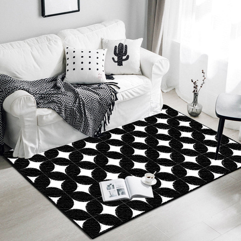 Multi Color Geometric Shapes Rug Polypropylene Contemporary Rug Pet Friendly Washable Anti-Slip Backing Rug for Living Room