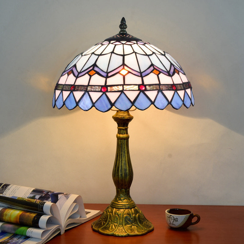 1 tête de tête lampe décorative dôme ombre en verre tachée