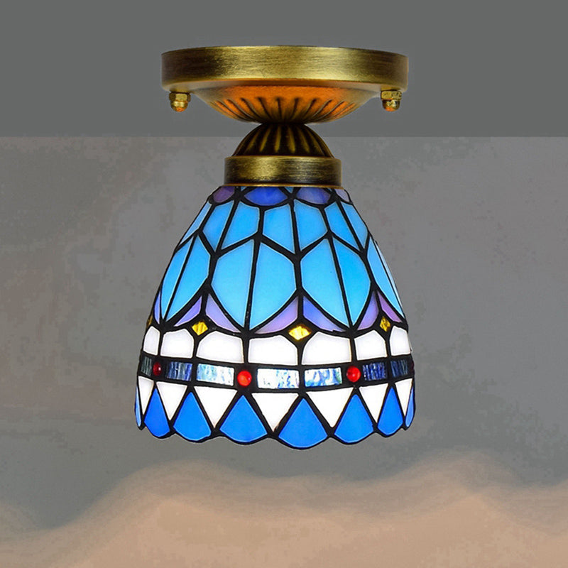 Plafonnier semi-encastré ombré Tiffany à une ampoule en verre teinté