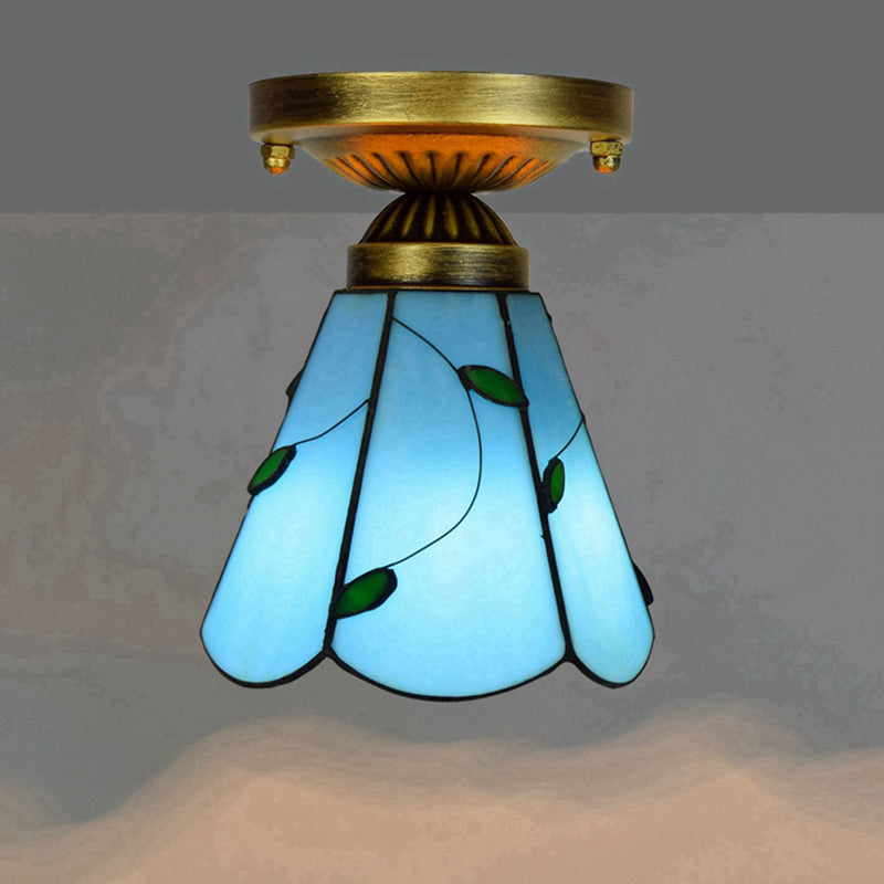 Plafonnier semi-encastré ombré Tiffany à une ampoule en verre teinté