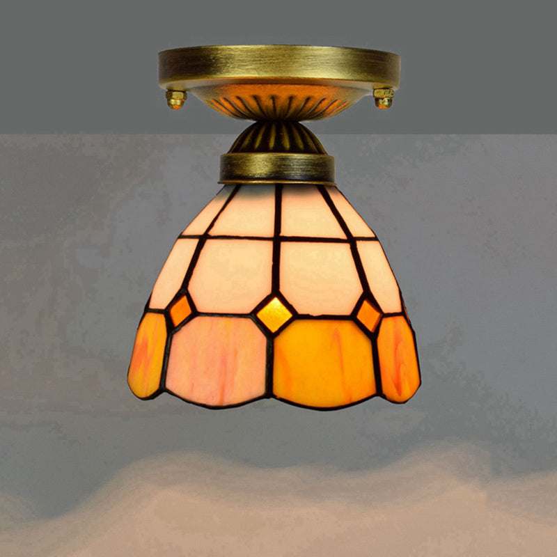 Plafonnier semi-encastré ombré Tiffany à une ampoule en verre teinté