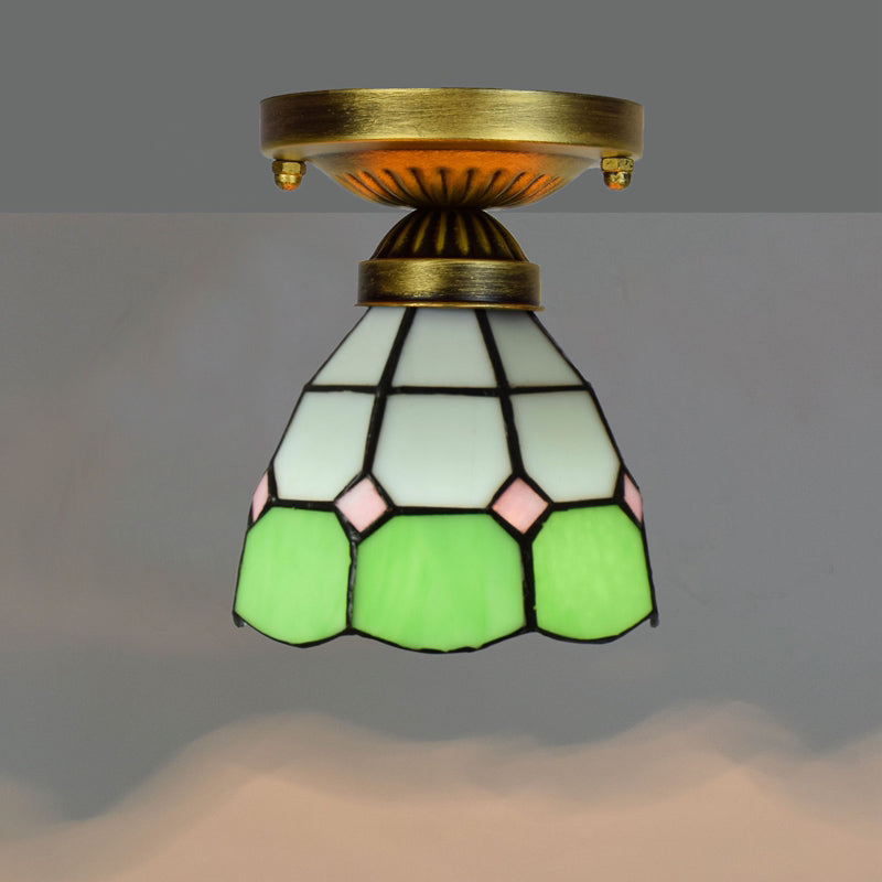Plafonnier semi-encastré ombré Tiffany à une ampoule en verre teinté