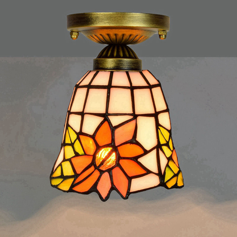 Plafonnier semi-encastré ombré Tiffany à une ampoule en verre teinté