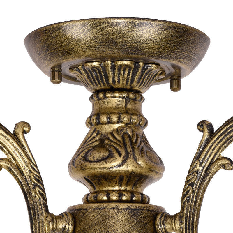 Blau 3 Köpfe Deckenleuchte Tiffany Stil Buntglas Glocken Schatten Halbflush -Leuchte