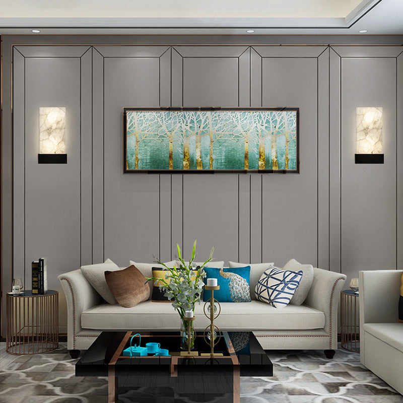 Estilo nórdico Rectangle Shade Splique Mica Mica Luz de pared de sala de estar simple