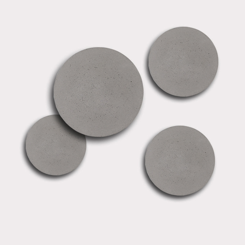 Flat Round Wall Sconce Light Minimalistic Cement Grey LED Wall Mount Light for Bedside