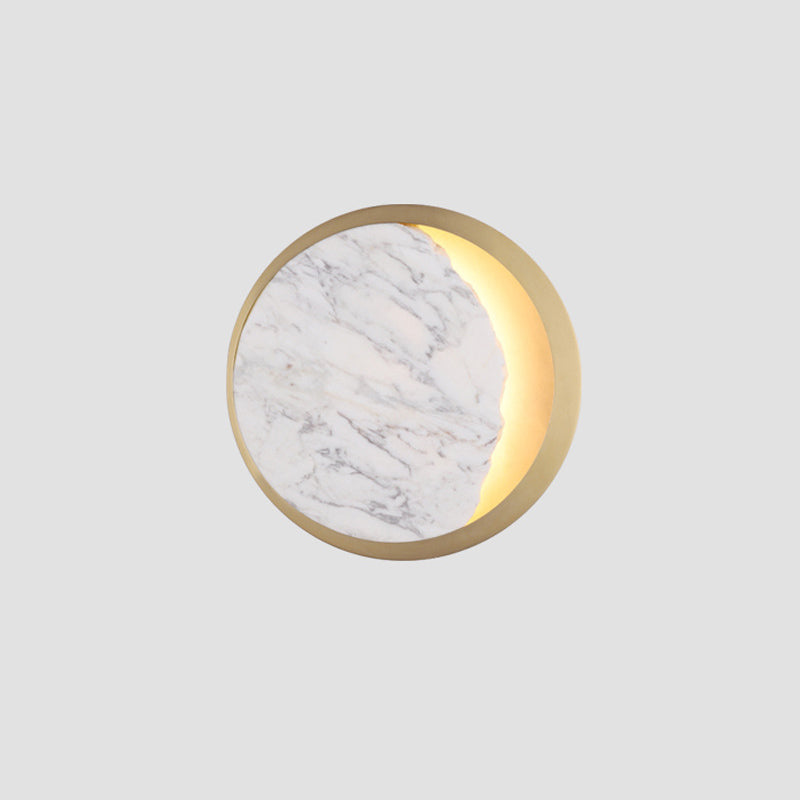 Éclairage d'applications de lune Postmodern Marble Gold LED LEMINE MURS ALIMENTATION avec anneau métallique pour le chevet