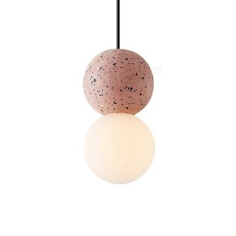 Globe Deckenleuchte Nordic Style Terrazzo 1-Licht-Restaurant Hanging Pendellicht mit Opalglas Schatten