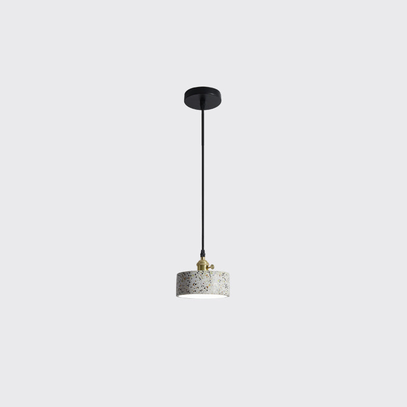 Geometrical Suspension Lighting Nordic Style Terrazzo Single-Bulb White Pendant Ceiling Light