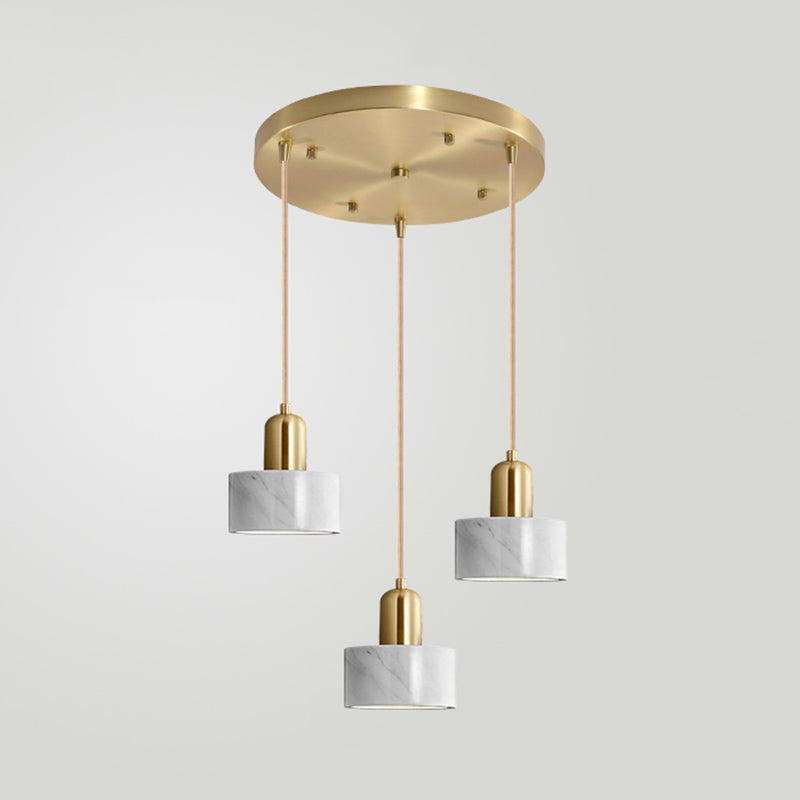 Round Shade Dining Room Pendant Light Marble Simplicity Suspension Lighting Fixture