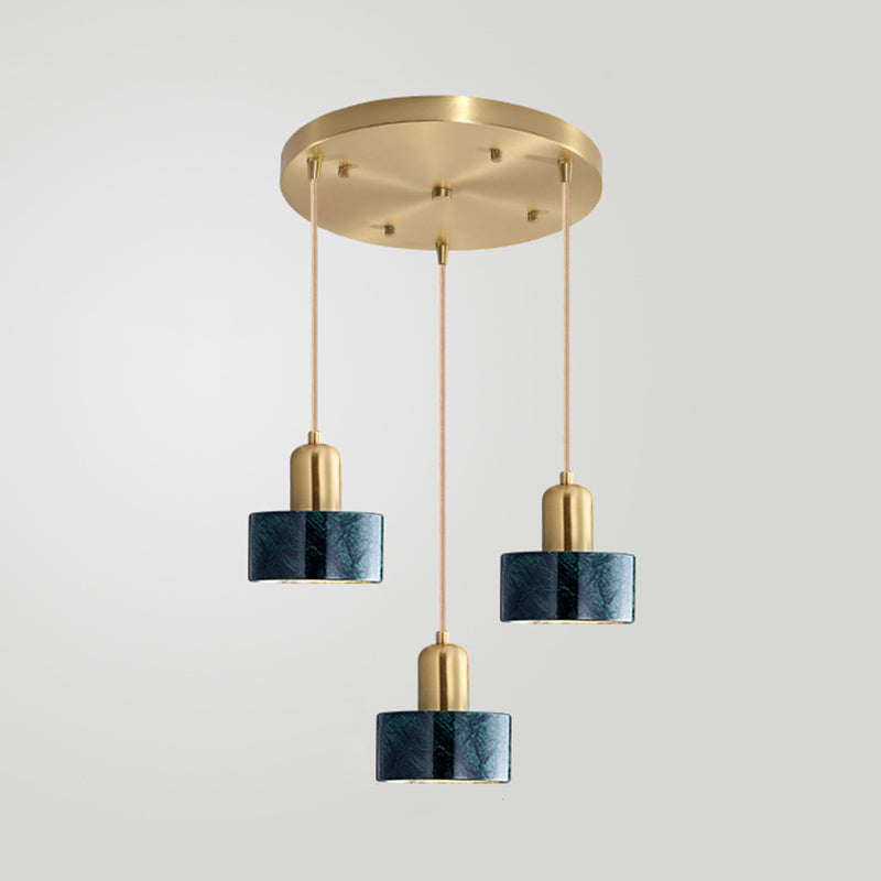 Round Shade Dining Room Pendant Light Marble Simplicity Suspension Lighting Fixture