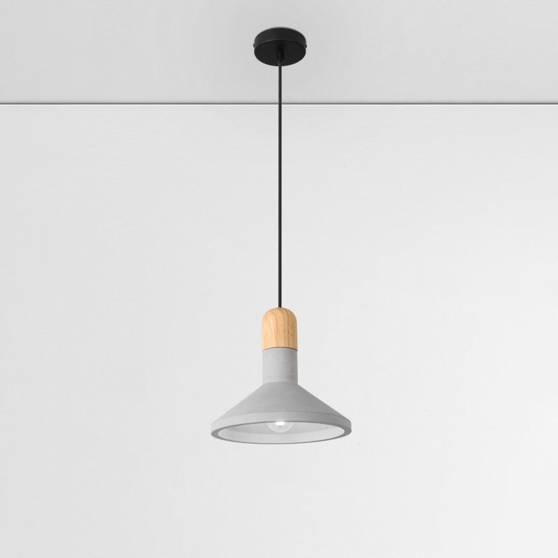 Pendre minimaliste en forme d'entonnoir ciment 1 bulbe de salle à manger suspension luminaire en gris