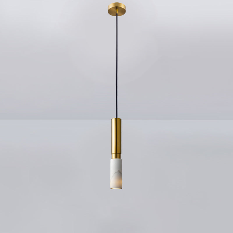 Marble Cylindrical Shade Suspension Light Simplicity Single Pendant Light Fixture