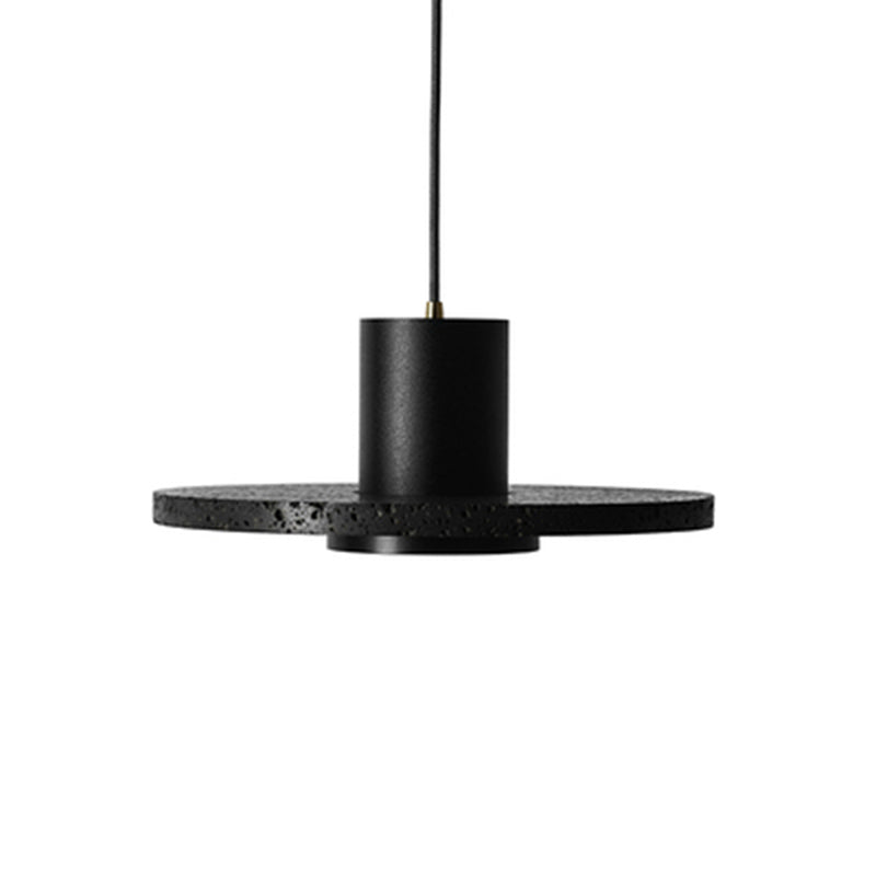 Platte ronde plafondverlichting eenvoud terrazzo single-bulb zwarte hoed hangende lamp