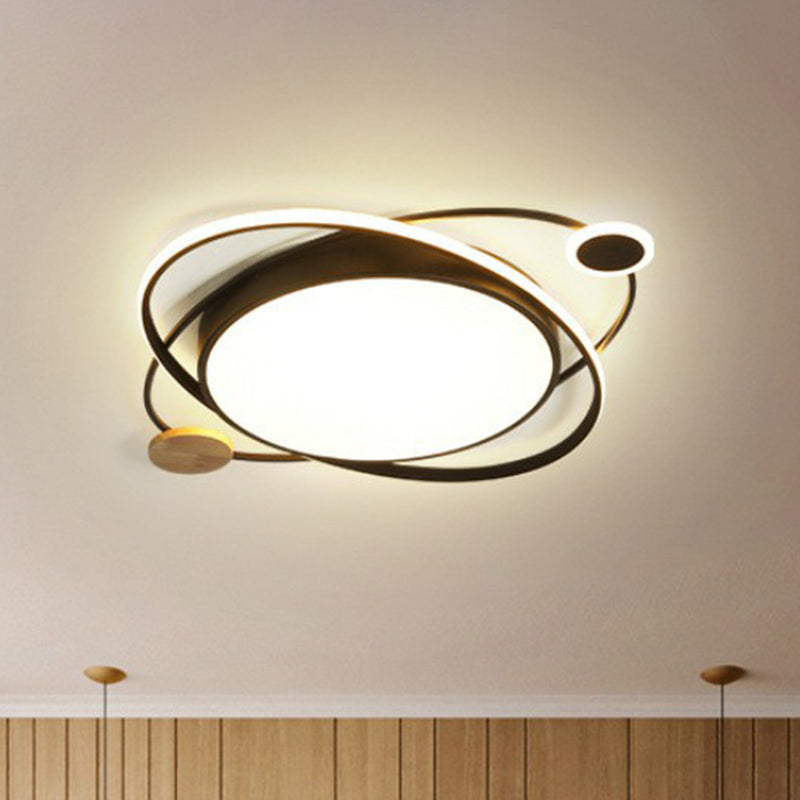 Macaron Orbit Shaped LED Flush Mount Lighting Metallic Kids Bedroom Flush Mount Ceiling Light