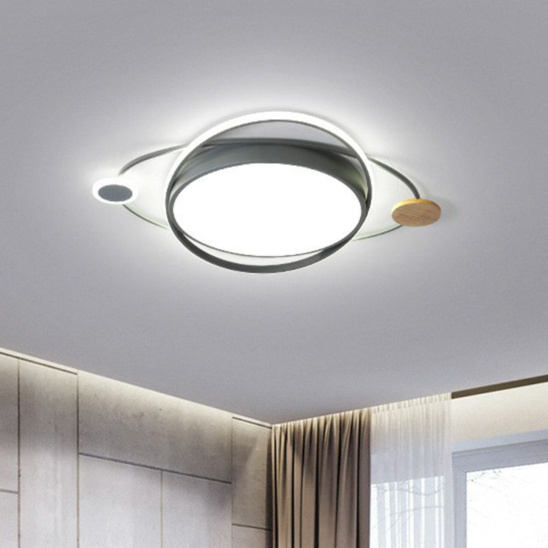 Macaron Orbit Shaped LED Flush Mount Lighting Metallic Kids Bedroom Flush Mount Ceiling Light