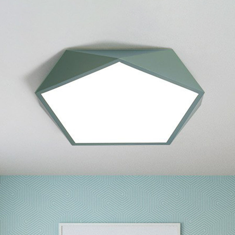 Acrylic Ultrathin Pentagon Flush Light Macaron LED Flush Ceiling Light Fixture for Kids Bedroom