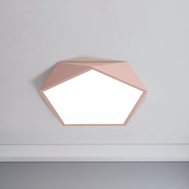 Acrylic Ultrathin Pentagon Flush Light Macaron LED Flush Ceiling Light Fixture for Kids Bedroom