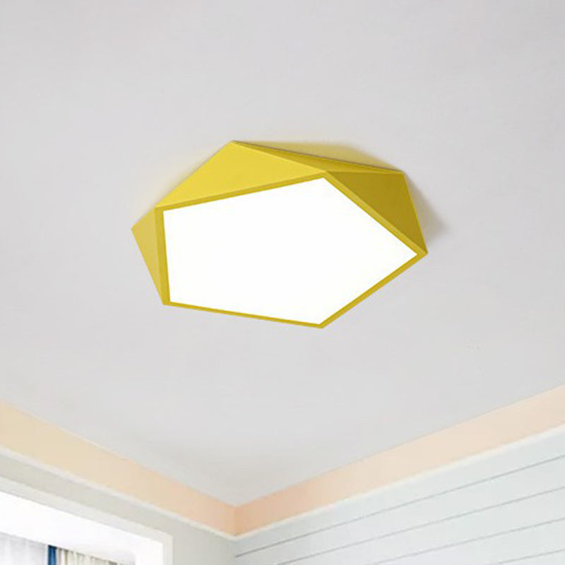 Acrylic Ultrathin Pentagon Flush Light Macaron LED Flush Ceiling Light Fixture for Kids Bedroom