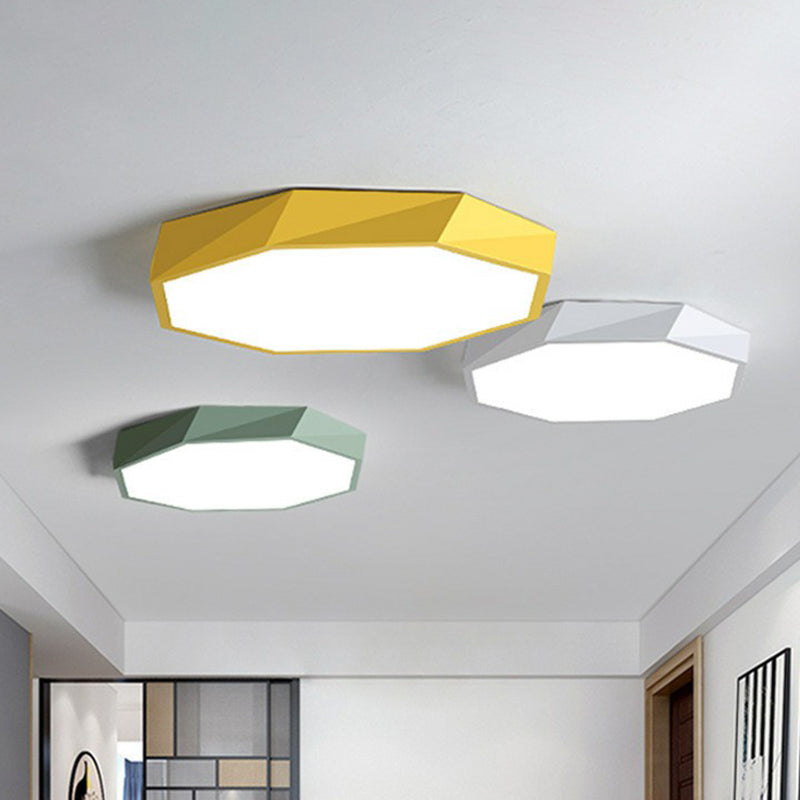 Octagonal Flush Ceiling Light Simplicity Acrylic Bedroom LED Flush Mount Lighting Fixture