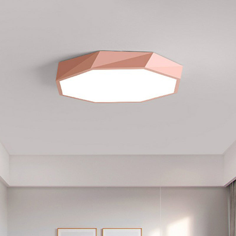 Octagonal Flush Ceiling Light Simplicity Acrylic Bedroom LED Flush Mount Lighting Fixture