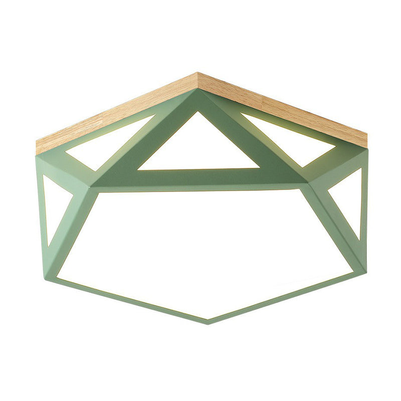 Multifaceted LED Flush Mount Minimalist Metallic Bedroom Flushmount Ceiling Light with Pentagon Acrylic Shade