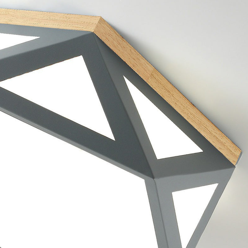 Plafoniera da incasso a LED sfaccettata con montaggio a incasso in metallo minimalista per camera da letto con paralume acrilico pentagonale