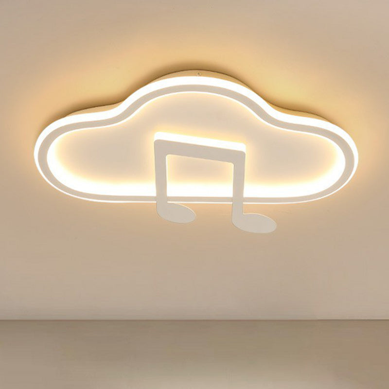 Nuage et musique Note de musique Bédouiller Légère Acrylique Macaron LED Flush Ceiling Light Fixture