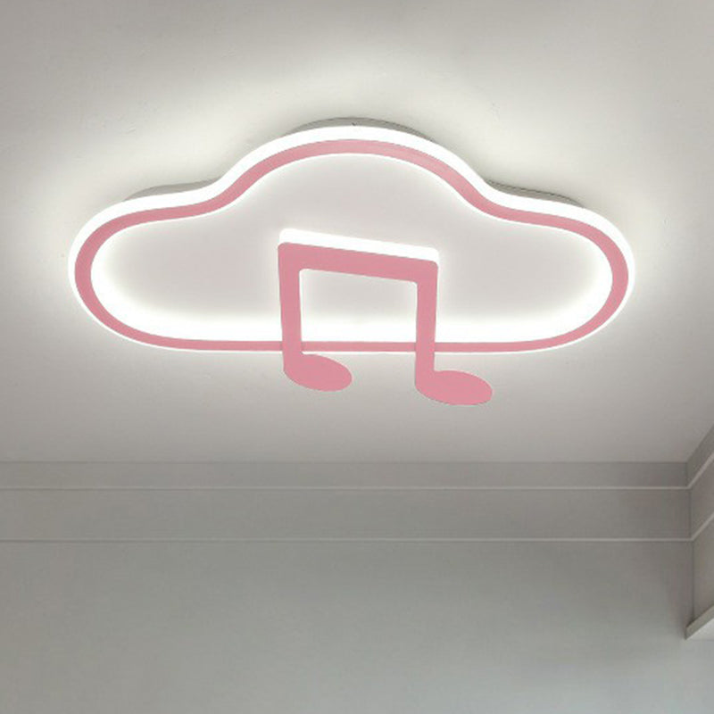 Nuage et musique Note de musique Bédouiller Légère Acrylique Macaron LED Flush Ceiling Light Fixture