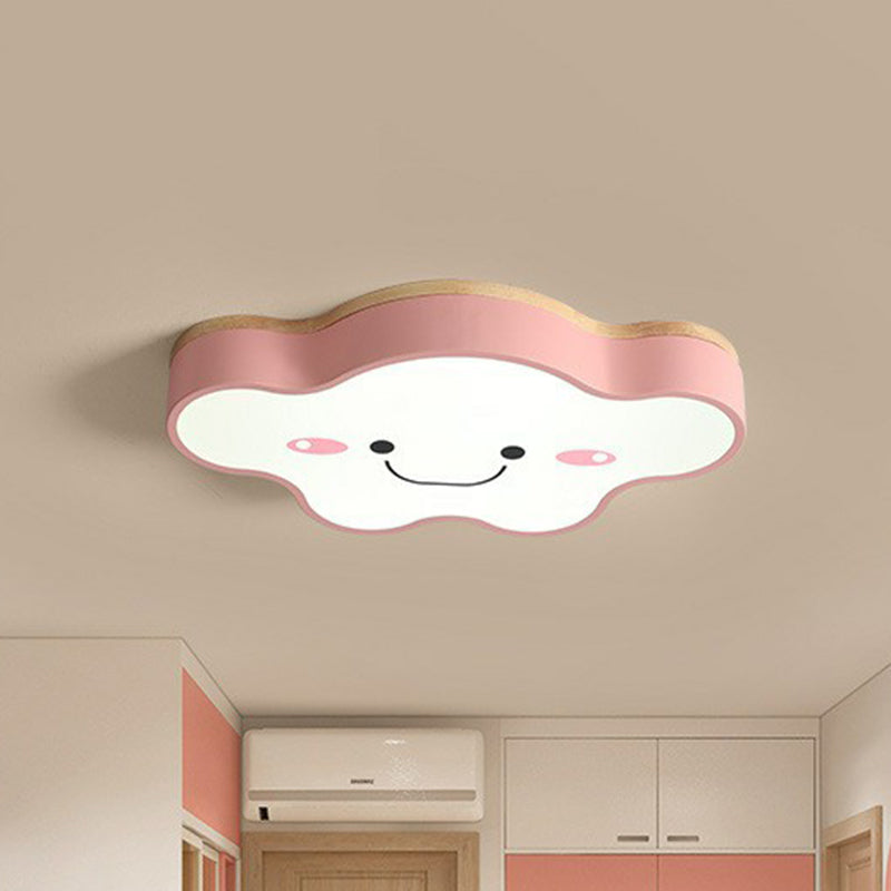 Cartoon Smiling Cloud LED Flush Mount Lighting Acrylic Kids Bedroom Flush Mount Ceiling Light