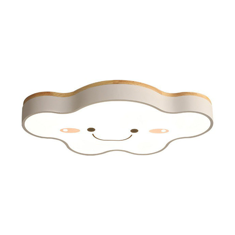 Cartoon Smiling Cloud LED Flush Mount Lighting Acrylic Kids Bedroom Flush Mount Ceiling Light