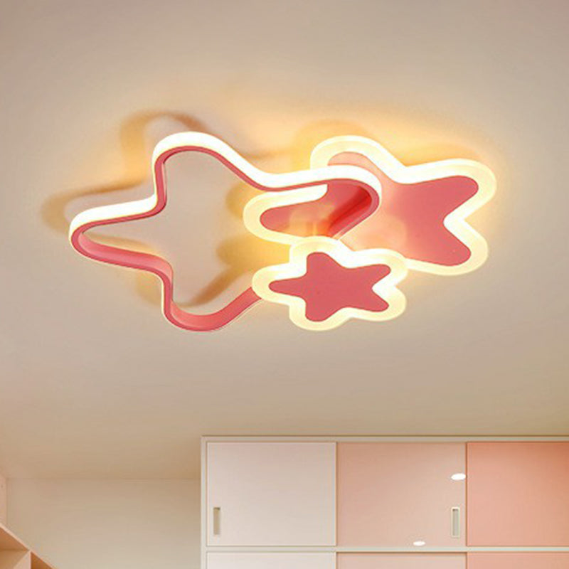 Acrylic Star LED Flush Mount Lighting Nordic Style Kids Bedroom Flush Mount Ceiling Light
