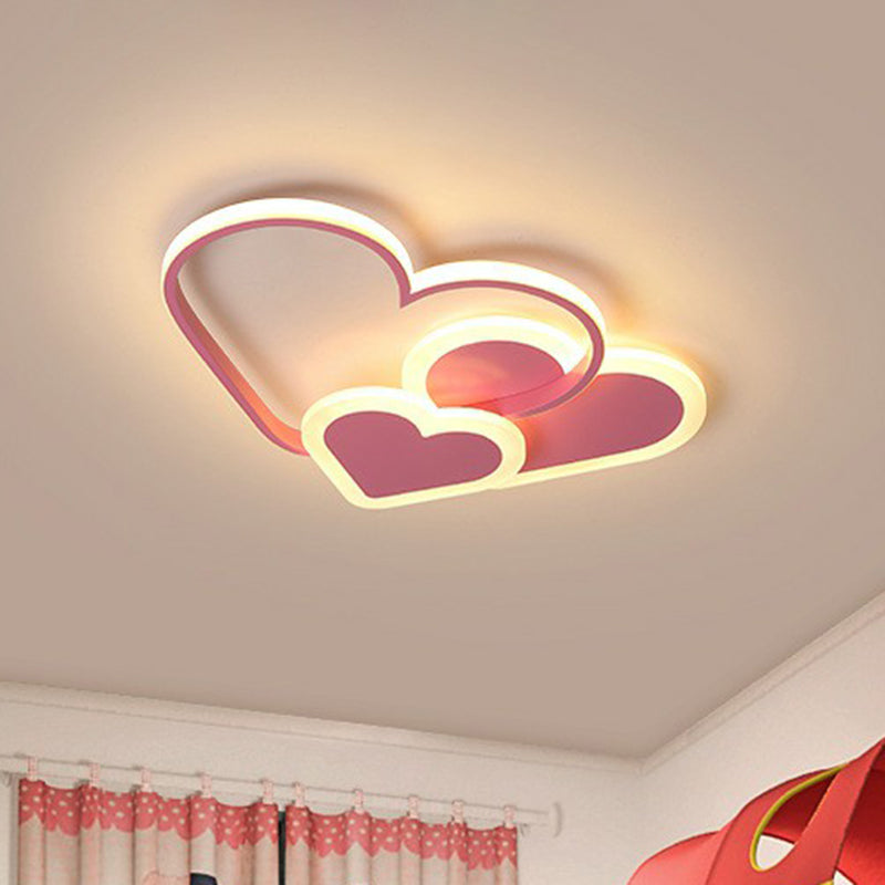 Cuore Forgiato Kindergarten Flush Light Acrilico Macaron LED Flush Soffione Luce Fissaggio