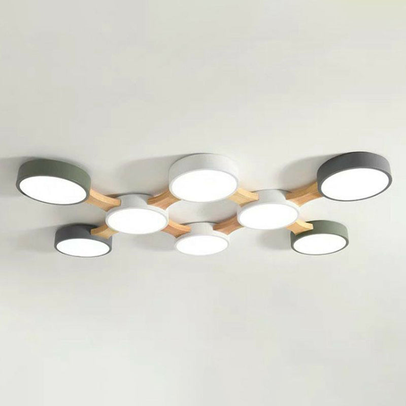 Minimalist Round LED Flush Monte Metallic Living Room Flushmount Massimale Light in grigio - Verde