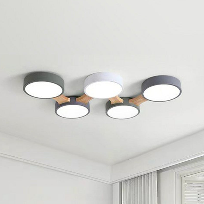 Minimalist Round LED Flush Monte Metallic Living Room Flushmount Massimale Light in grigio - Verde